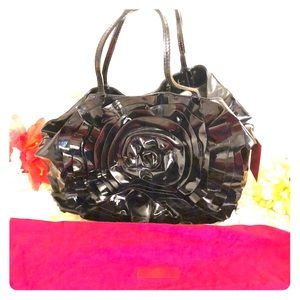 VALENTINO ROSE FLOWER Patent Leather Handbag Tote